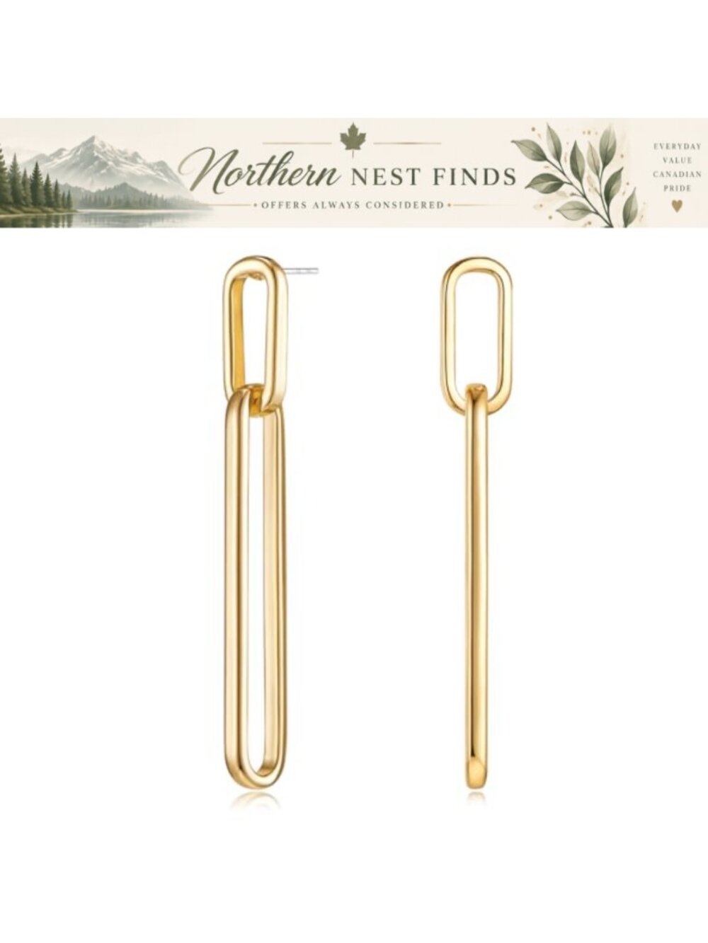 Geometric Link Drop Dangle Earrings for Women Long Hypoallergenic